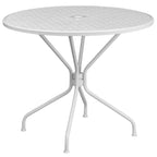Ensemble de salle à manger rond en acier de 5 pièces, 35,25 pouces, pour l'intérieur et l'extérieur