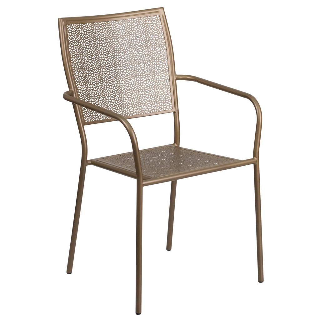 Ensemble de salle à manger rond en acier de 5 pièces, 35,25 pouces, pour l'intérieur et l'extérieur
