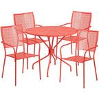 Ensemble de salle à manger rond en acier de 5 pièces, 35,25 pouces, pour l'intérieur et l'extérieur