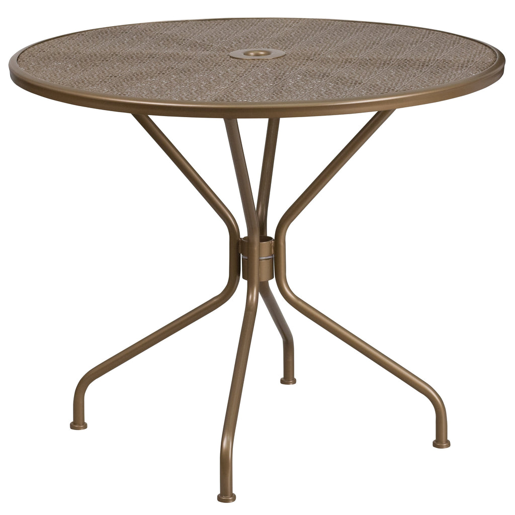 Ensemble de salle à manger rond en acier de 5 pièces, 35,25 pouces, pour l'intérieur et l'extérieur
