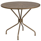 Ensemble de salle à manger rond en acier de 5 pièces, 35,25 pouces, pour l'intérieur et l'extérieur