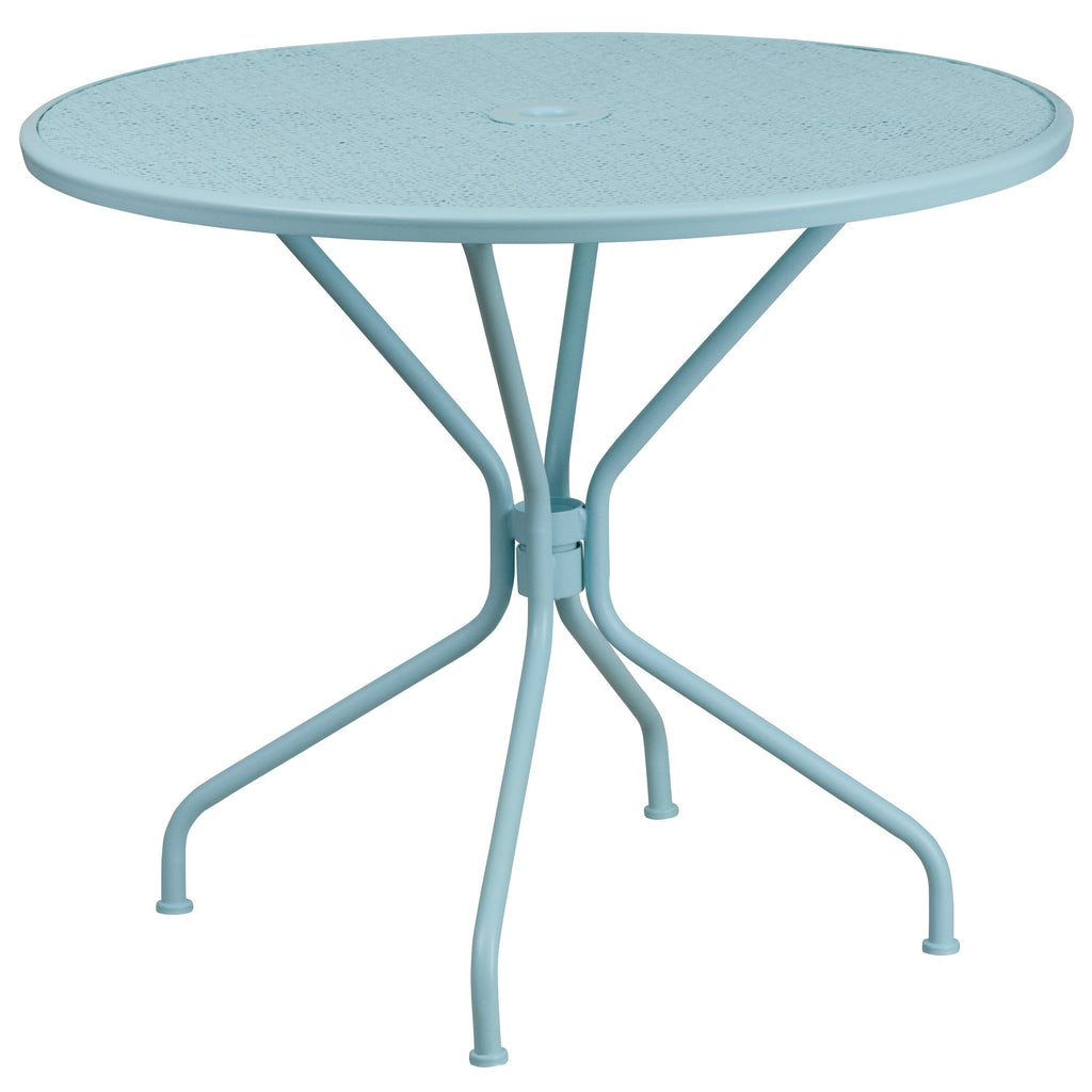 Ensemble de salle à manger rond en acier de 5 pièces, 35,25 pouces, pour l'intérieur et l'extérieur