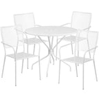 Ensemble de salle à manger rond en acier de 5 pièces, 35,25 pouces, pour l'intérieur et l'extérieur