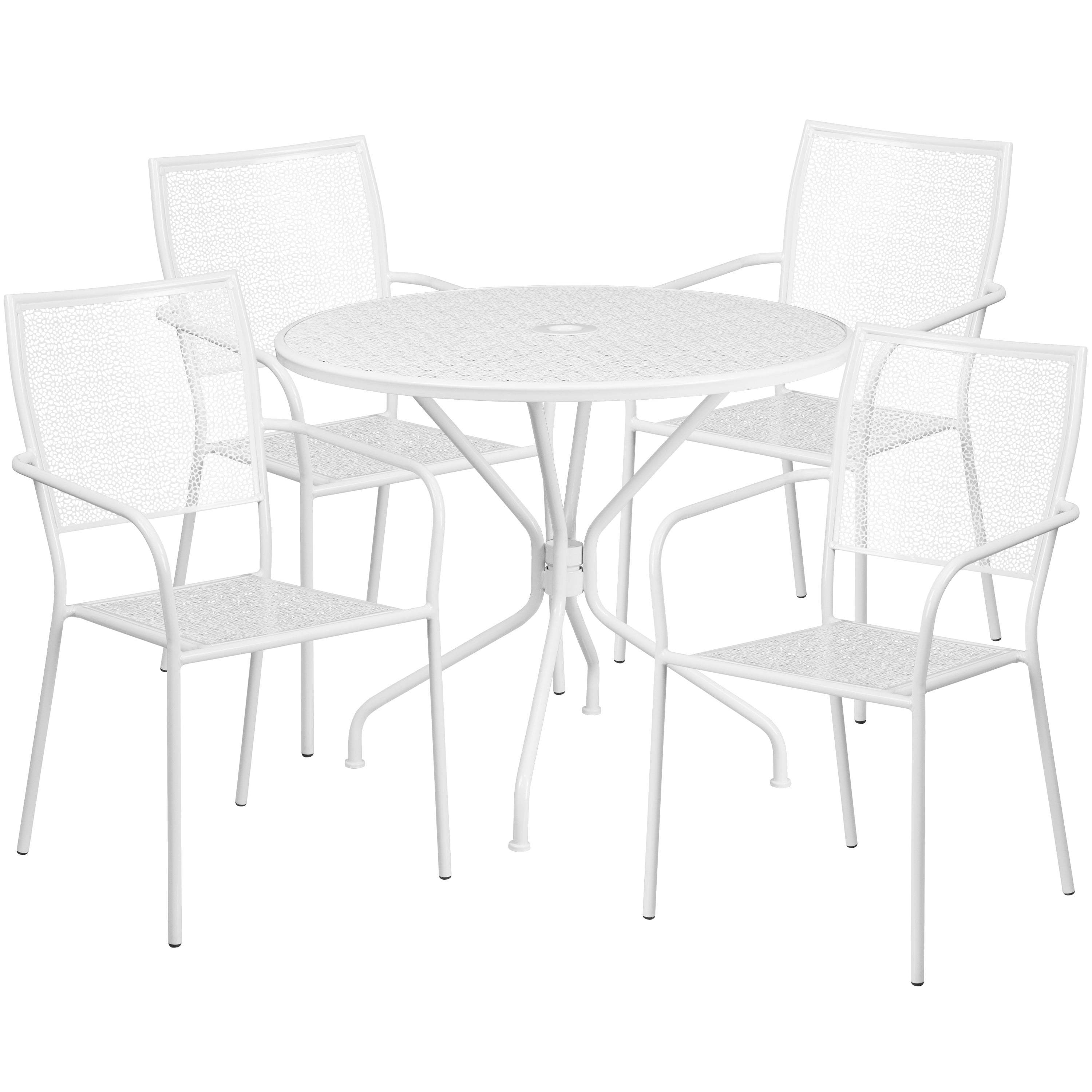 Ensemble de salle à manger rond en acier de 5 pièces, 35,25 pouces, pour l'intérieur et l'extérieur
