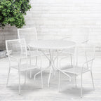 Ensemble de salle à manger rond en acier de 5 pièces, 35,25 pouces, pour l'intérieur et l'extérieur