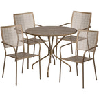 Ensemble de salle à manger rond en acier de 5 pièces, 35,25 pouces, pour l'intérieur et l'extérieur