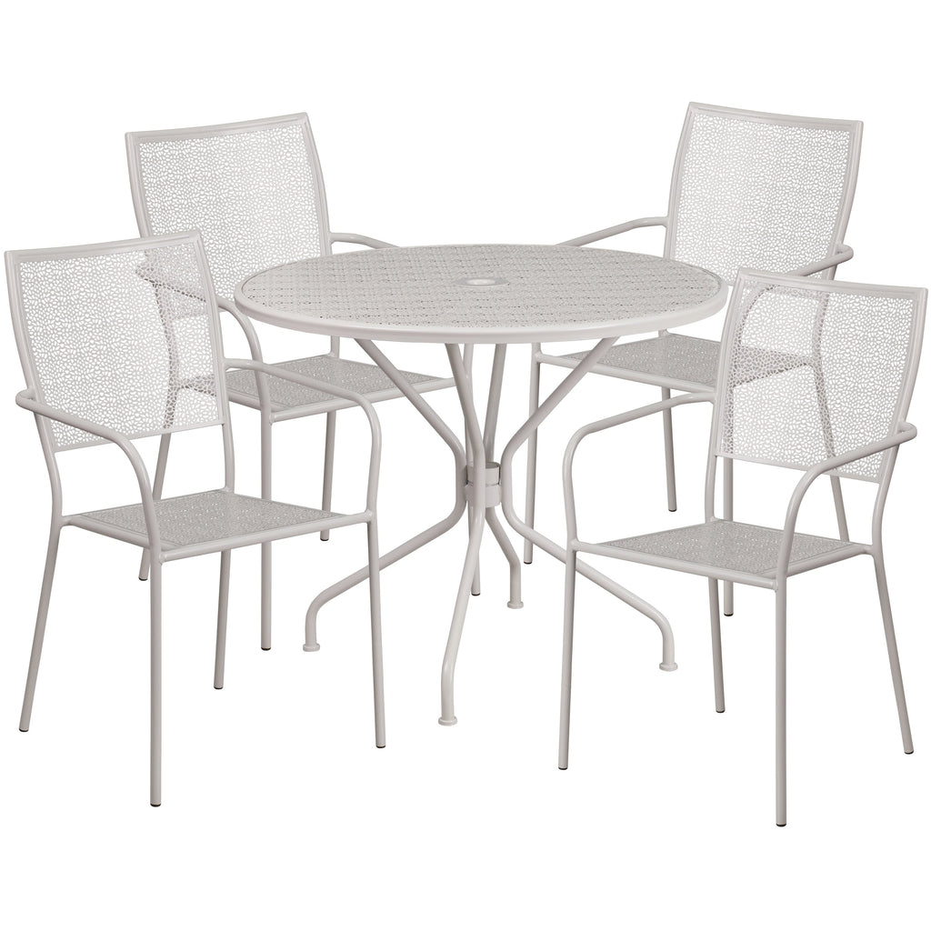 Ensemble de salle à manger rond en acier de 5 pièces, 35,25 pouces, pour l'intérieur et l'extérieur