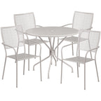Ensemble de salle à manger rond en acier de 5 pièces, 35,25 pouces, pour l'intérieur et l'extérieur