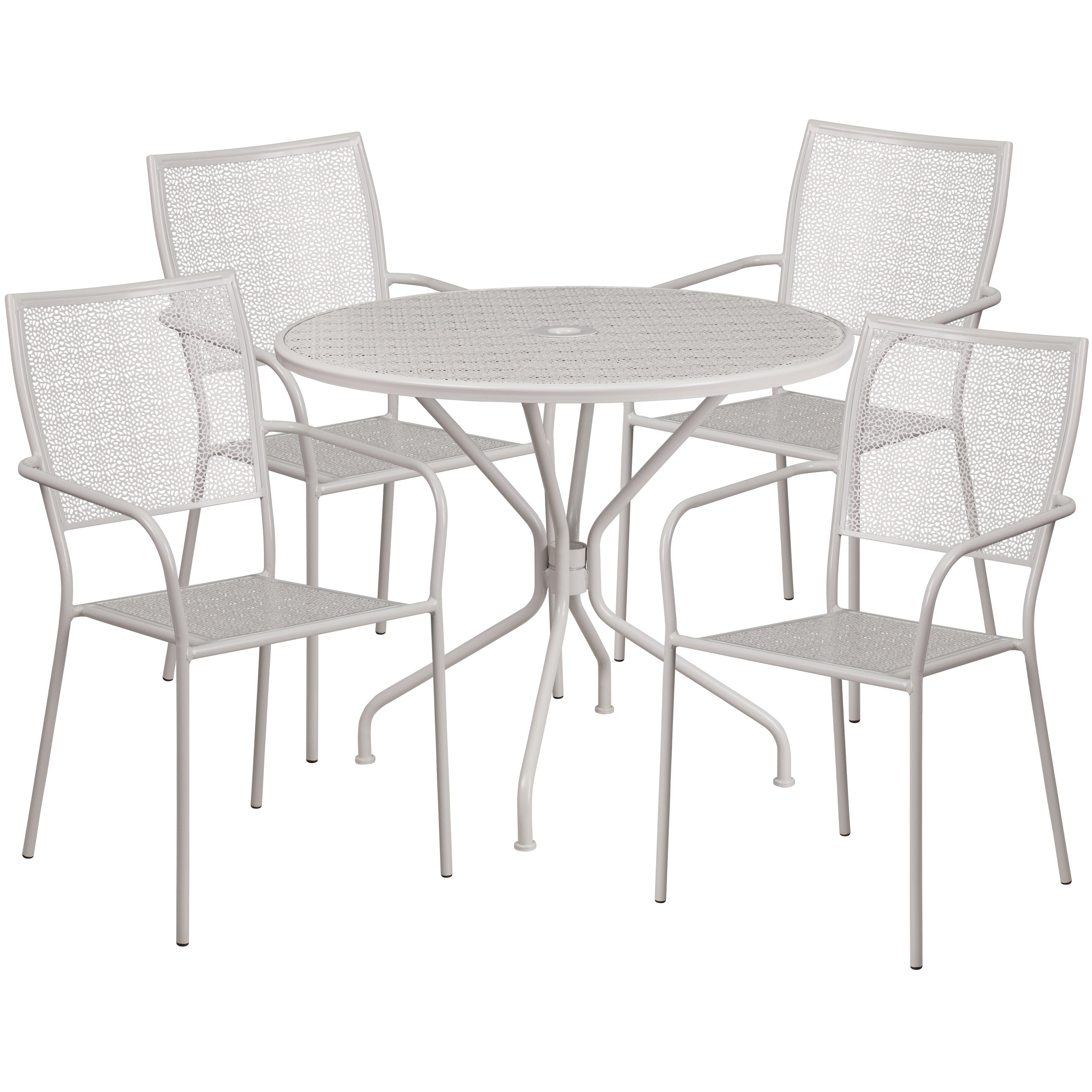 Ensemble de salle à manger rond en acier de 5 pièces, 35,25 pouces, pour l'intérieur et l'extérieur