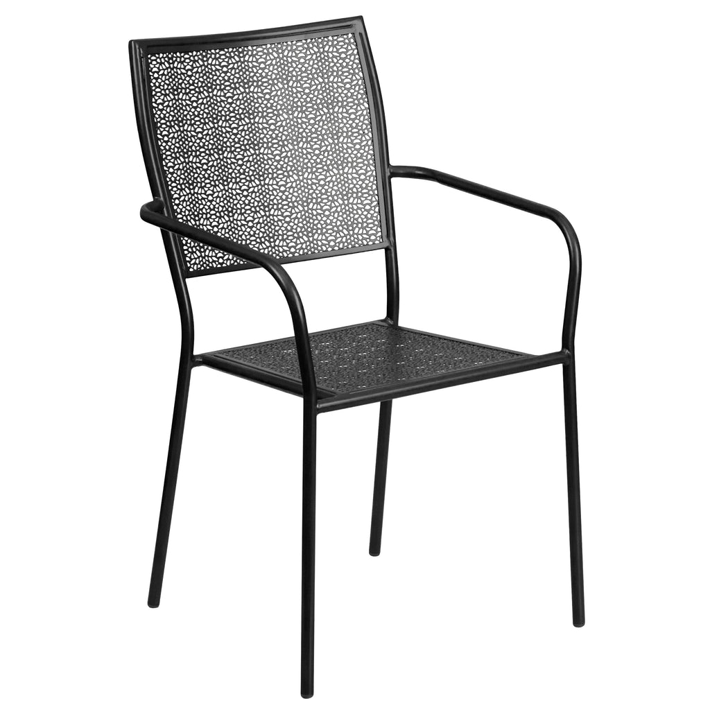 Ensemble de salle à manger rond en acier de 5 pièces, 35,25 pouces, pour l'intérieur et l'extérieur