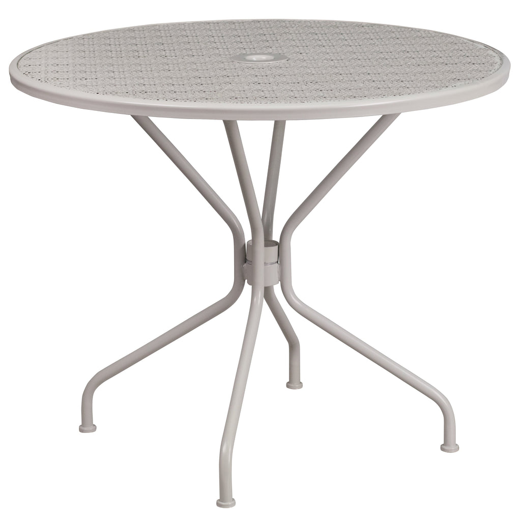 Ensemble de salle à manger rond en acier de 5 pièces, 35,25 pouces, pour l'intérieur et l'extérieur