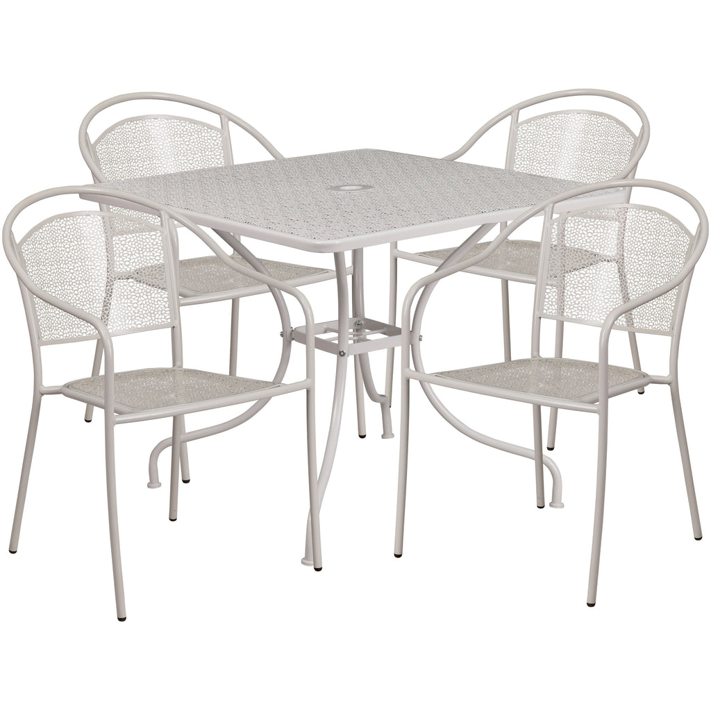 Ensemble de salle à manger carré en acier, 5 pièces, 35,5 pouces, pour intérieur et extérieur