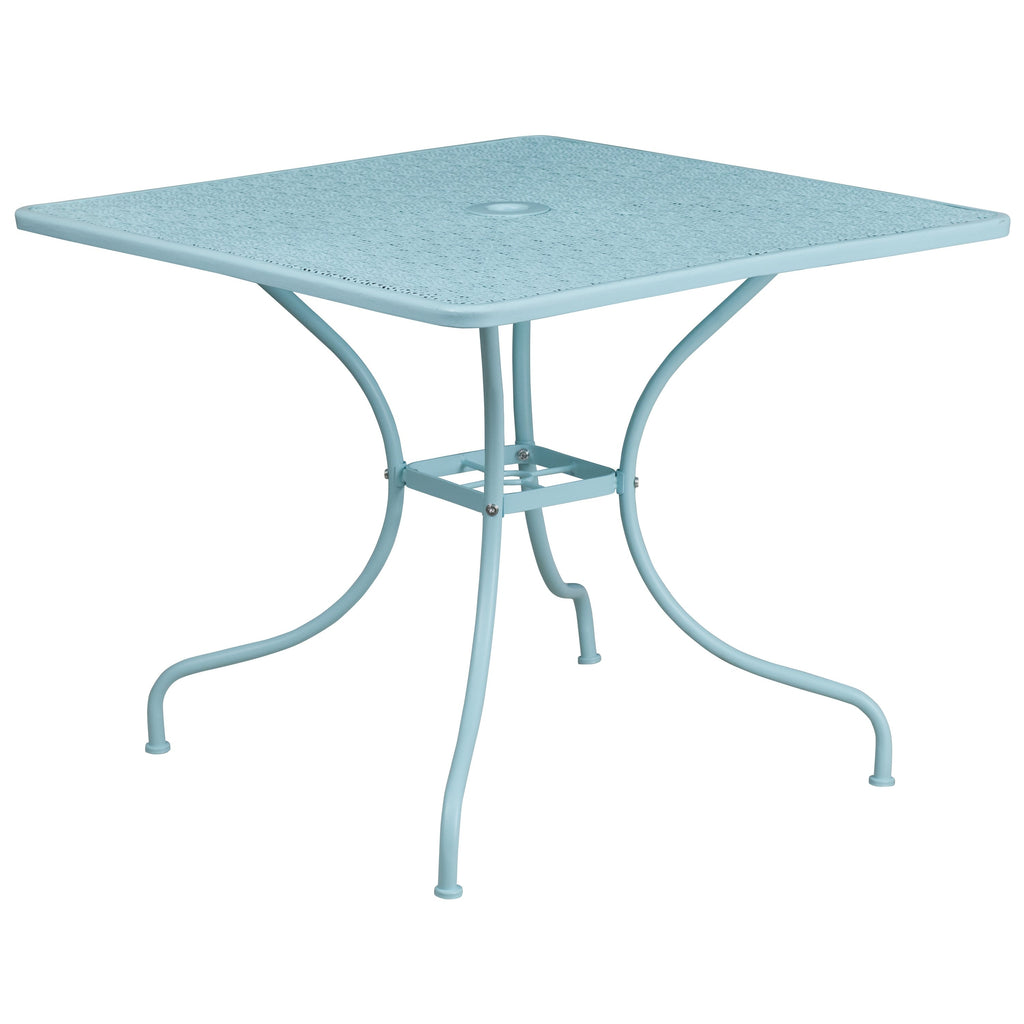 Ensemble de salle à manger carré en acier, 5 pièces, 35,5 pouces, pour intérieur et extérieur
