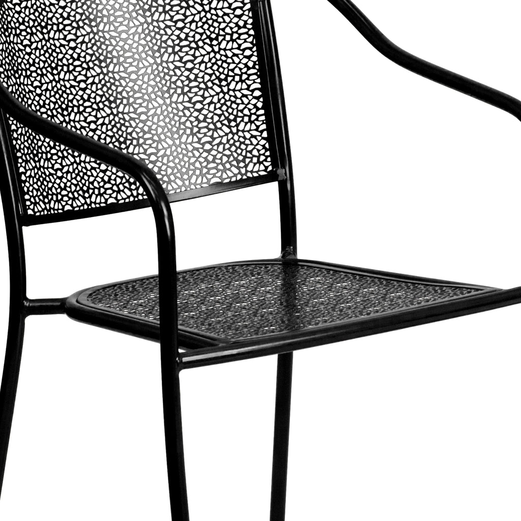Ensemble de salle à manger carré en acier, 5 pièces, 35,5 pouces, pour intérieur et extérieur