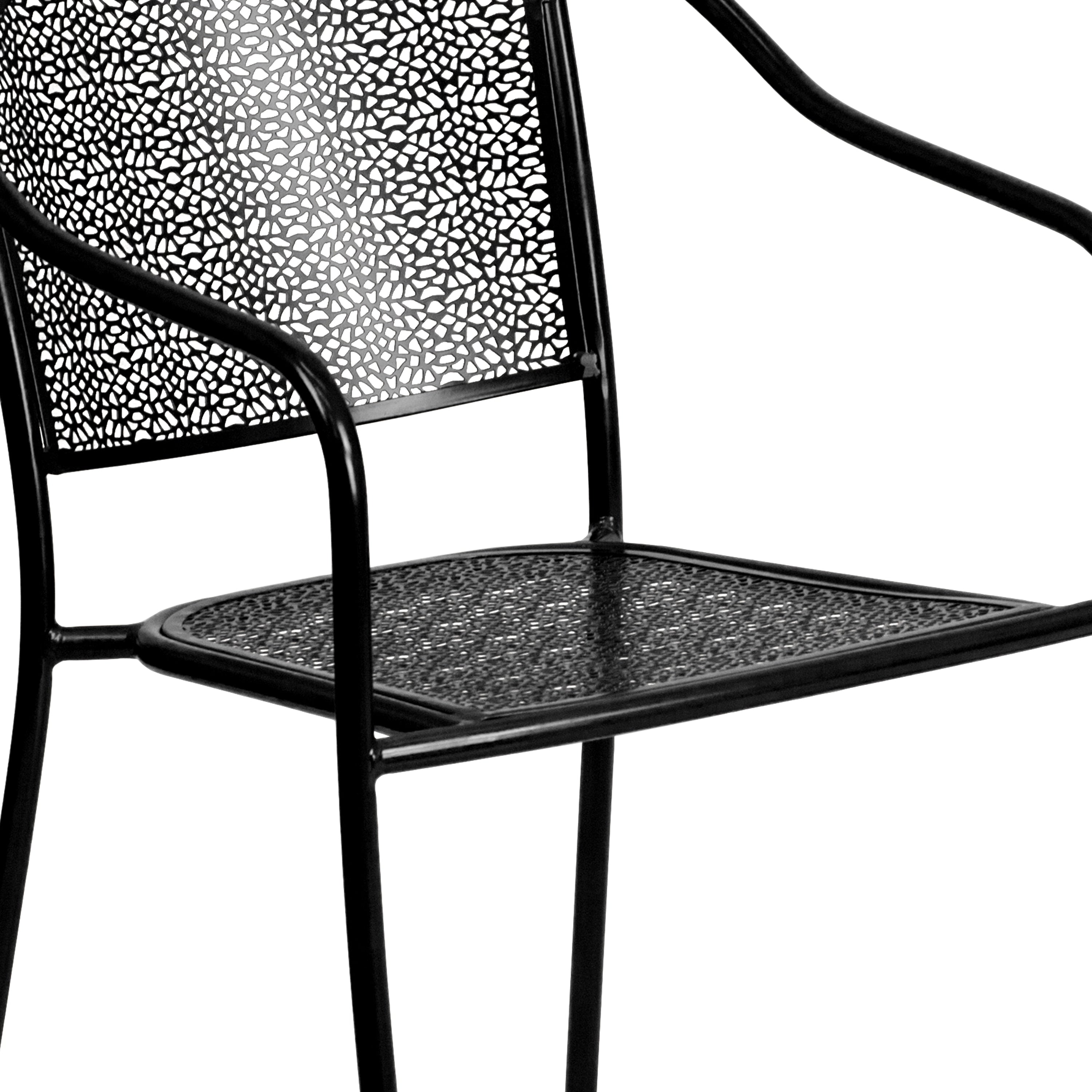 Ensemble de salle à manger carré en acier, 5 pièces, 35,5 pouces, pour intérieur et extérieur