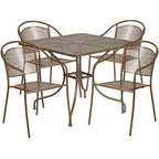 Ensemble de salle à manger carré en acier, 5 pièces, 35,5 pouces, pour intérieur et extérieur