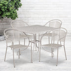 Ensemble de salle à manger carré en acier, 5 pièces, 35,5 pouces, pour intérieur et extérieur