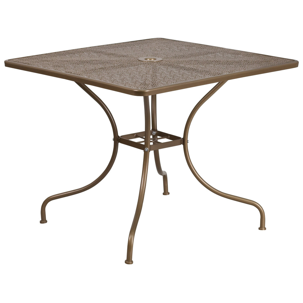 Ensemble de salle à manger carré en acier, 5 pièces, 35,5 pouces, pour intérieur et extérieur