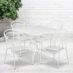 Ensemble de salle à manger carré en acier, 5 pièces, 35,5 pouces, pour intérieur et extérieur