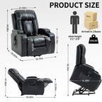 Fauteuil inclinable électrique pour personnes âgées, 8 réglages de massage, chauffage, USB, porte-gobelets