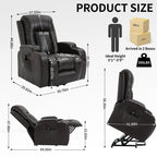 Fauteuil inclinable électrique pour personnes âgées, 8 réglages de massage, chauffage, USB, porte-gobelets