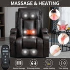 Fauteuil inclinable électrique pour personnes âgées, 8 réglages de massage, chauffage, USB, porte-gobelets