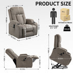 Fauteuil inclinable électrique pour personnes âgées, 8 réglages de massage, chauffage, USB, porte-gobelets
