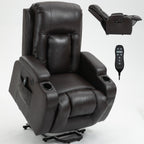 Fauteuil inclinable électrique pour personnes âgées, 8 réglages de massage, chauffage, USB, porte-gobelets