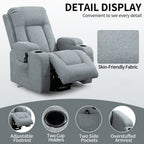 Fauteuil inclinable électrique pour personnes âgées, 8 réglages de massage, chauffage, USB, porte-gobelets