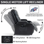 Fauteuil inclinable électrique pour personnes âgées, 8 réglages de massage, chauffage, USB, porte-gobelets