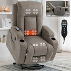 Fauteuil inclinable électrique pour personnes âgées, 8 réglages de massage, chauffage, USB, porte-gobelets