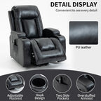 Fauteuil inclinable électrique pour personnes âgées, 8 réglages de massage, chauffage, USB, porte-gobelets