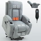 Fauteuil inclinable électrique pour personnes âgées, 8 réglages de massage, chauffage, USB, porte-gobelets