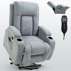 Fauteuil inclinable électrique pour personnes âgées, 8 réglages de massage, chauffage, USB, porte-gobelets