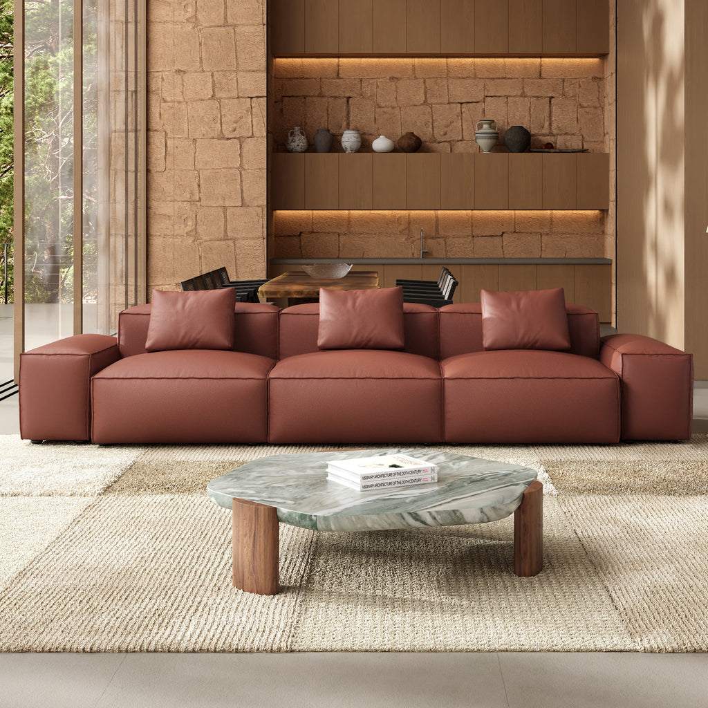 Cube Modular Black Genuine Leather Sofa