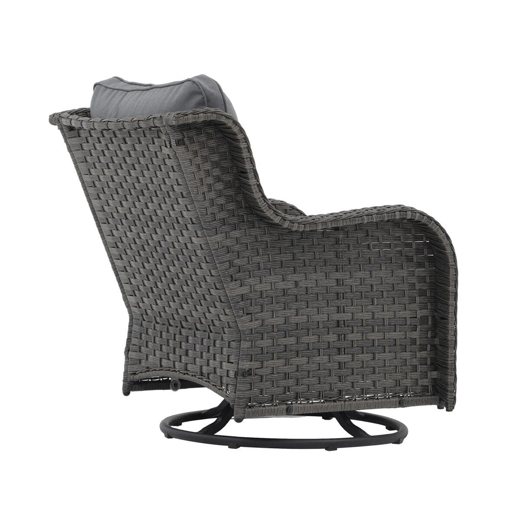Chaises d'extérieur pivotantes à 360 degrés en osier avec table carrée