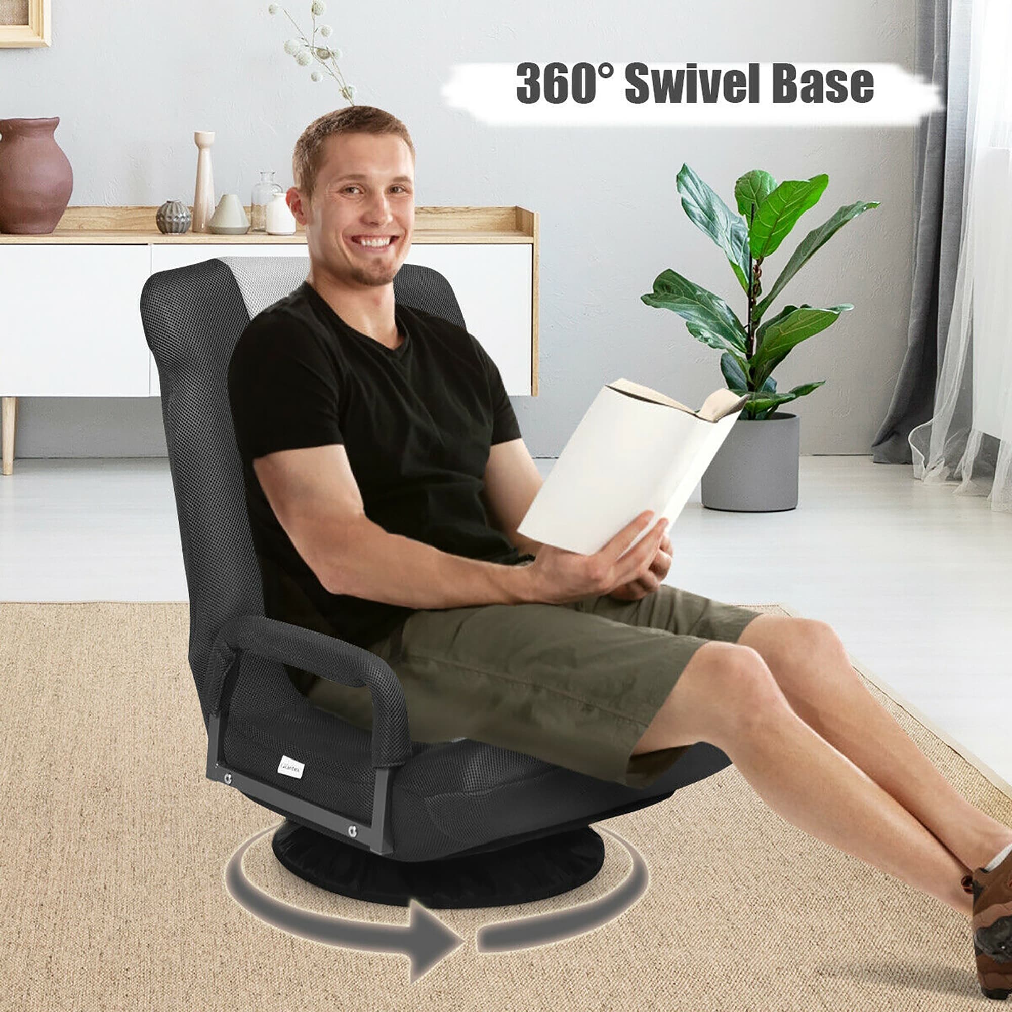 Chaise de jeu pivotante à 360 degrés avec dossier réglable et pliable