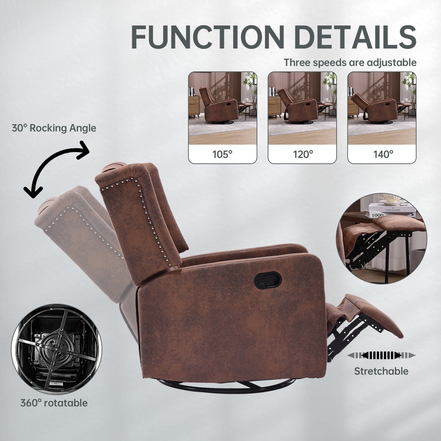 Fauteuil inclinable à bascule pivotant à 360 degrés pour chambre d'enfant