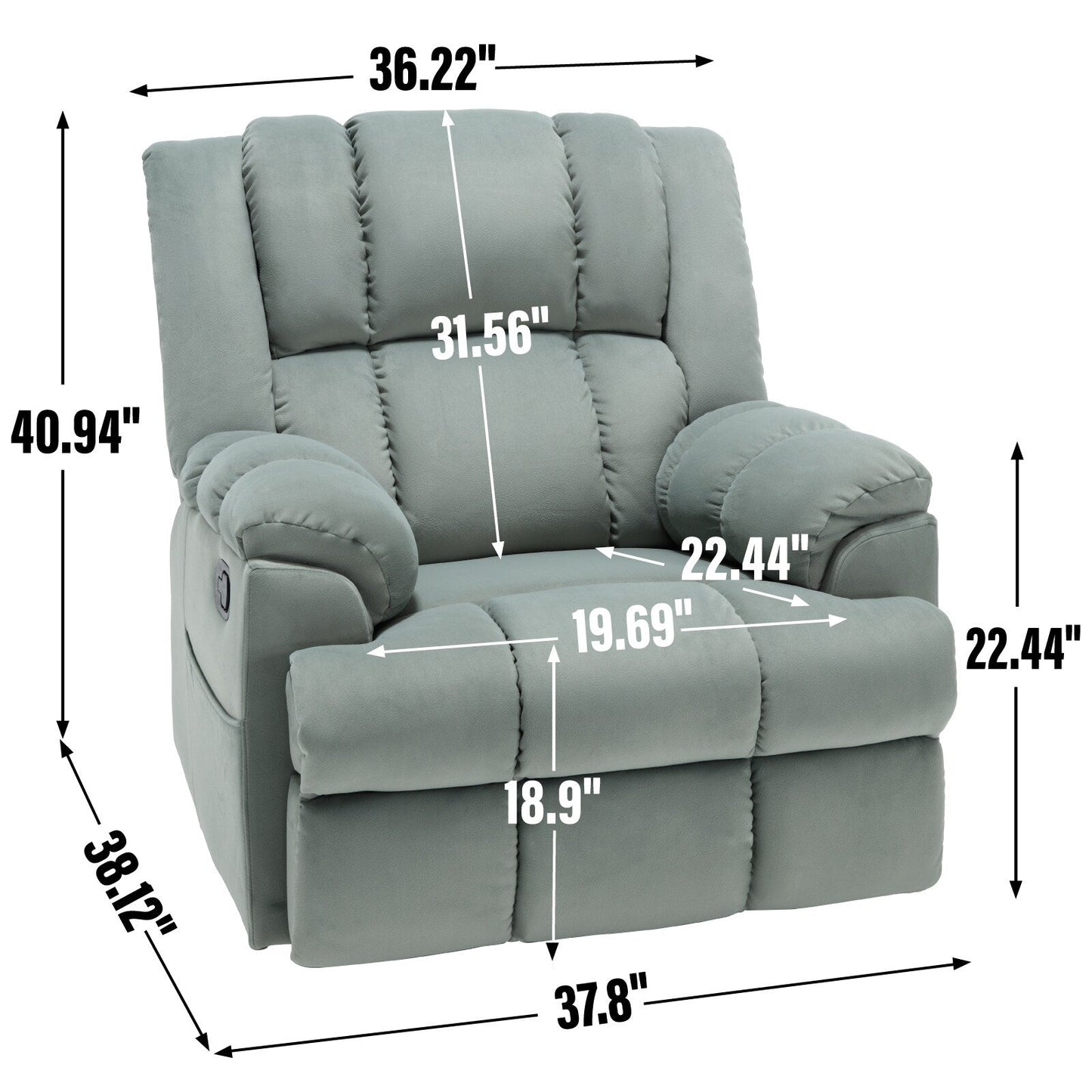 Fauteuil inclinable manuel pivotant à 360°, fauteuil à bascule réglable, canapé simple surdimensionné pour salon