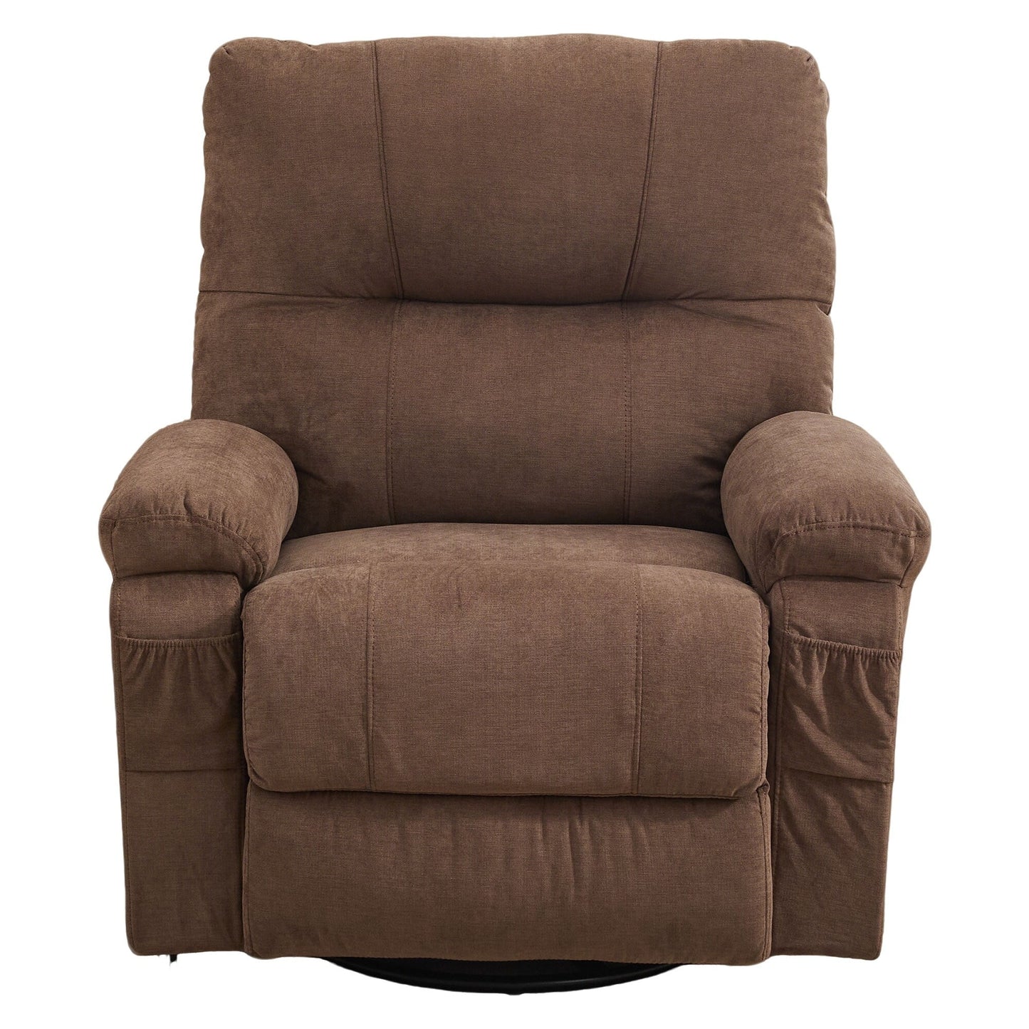 Fauteuil inclinable manuel pivotant à 360° en tissu avec repose-pieds coulissant et poches latérales