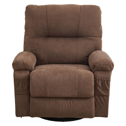 Fauteuil inclinable manuel pivotant à 360° en tissu avec repose-pieds coulissant et poches latérales