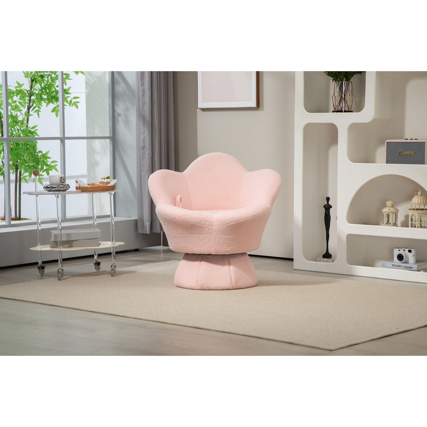 Fauteuil de salon pivotant à 360° moderne avec coussin en peluche pour salon, chambre ou bureau