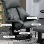 Fauteuil inclinable de massage manuel pivotant à 360° en cuir PU avec repose-pieds, dossier réglable et vibration à 10 points