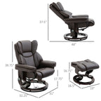 Fauteuil inclinable massant pivotant à 360° en cuir PU avec 10 points de vibration, dossier et repose-pieds réglables