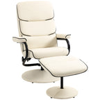Fauteuil inclinable pivotant à 360° en cuir synthétique, dossier haut, avec pouf et rembourrage en mousse épaisse