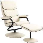 Fauteuil inclinable pivotant à 360° en cuir synthétique, dossier haut, avec pouf et rembourrage en mousse épaisse