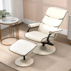 Fauteuil inclinable pivotant à 360° en cuir synthétique, dossier haut, avec pouf et rembourrage en mousse épaisse