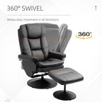 Fauteuil de bureau inclinable pivotant à 360°, réglable et inclinable, en cuir PU souple, avec repose-pieds