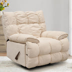 Fauteuil inclinable pivotant à 360° en tissu d'ameublement, fauteuil à bascule inclinable simple avec support lombaire pour salon