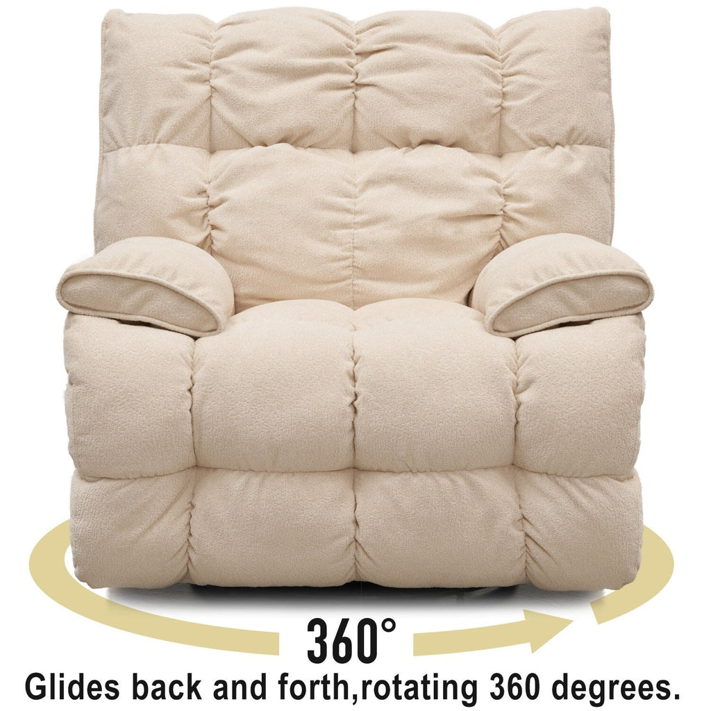 Fauteuil inclinable pivotant à 360° en tissu d'ameublement, fauteuil à bascule inclinable simple avec support lombaire pour salon